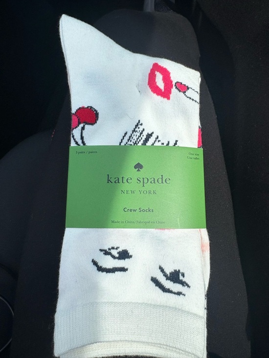 kate spade Accessories - Brand New! Kate Spade 3-Pack Socks Women’s One Size, Kisses Striped Crew Socks